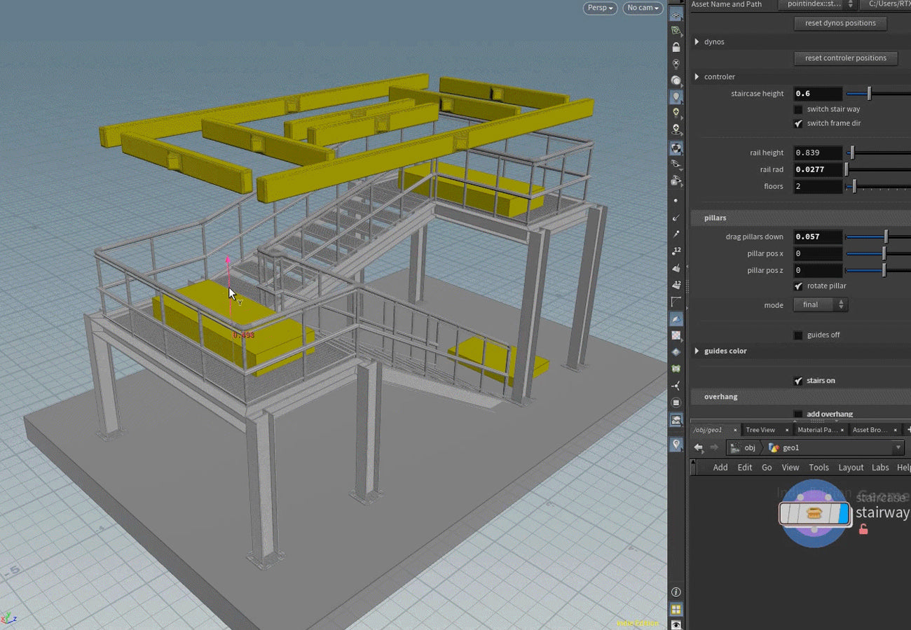 Steel Stairway HDA For Houdini