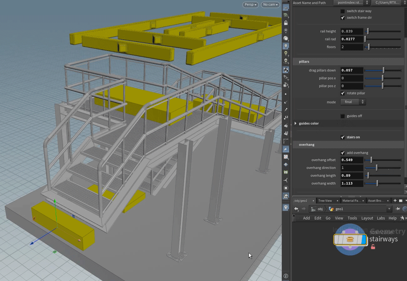 Steel Stairway HDA For Houdini